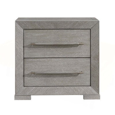 Modern Gray Finish Nightstand with 2 Spacious Drawers, Durable Construction for Contemporary Bedrooms, Stylish and Functional Bedside Table