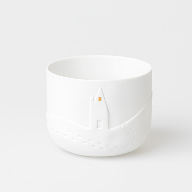 Snowy Day Landscape Porcelain Tealight Holder - Snowflakes