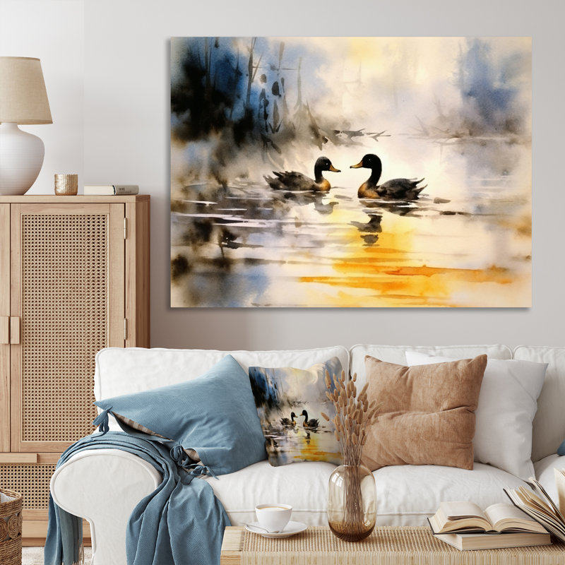 «Ducks In Pond III», reproduction sur toile, H 16 po x l 32 po x P 1 po, Toile tendue