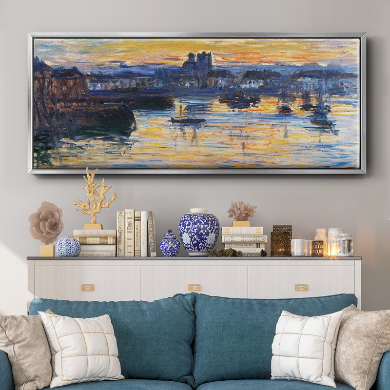 Le port de Dieppe, soirée, 1882 - Toile encadrée, H 20 po x l 50 po