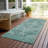 Machine Washable Indoor/Outdoor Xhevrie Teal Rug-1214325649
