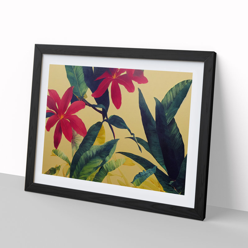 Tropical Flowers - Single Picture Frame Painting, Black, 46cm H x 64cm W x 2cm D