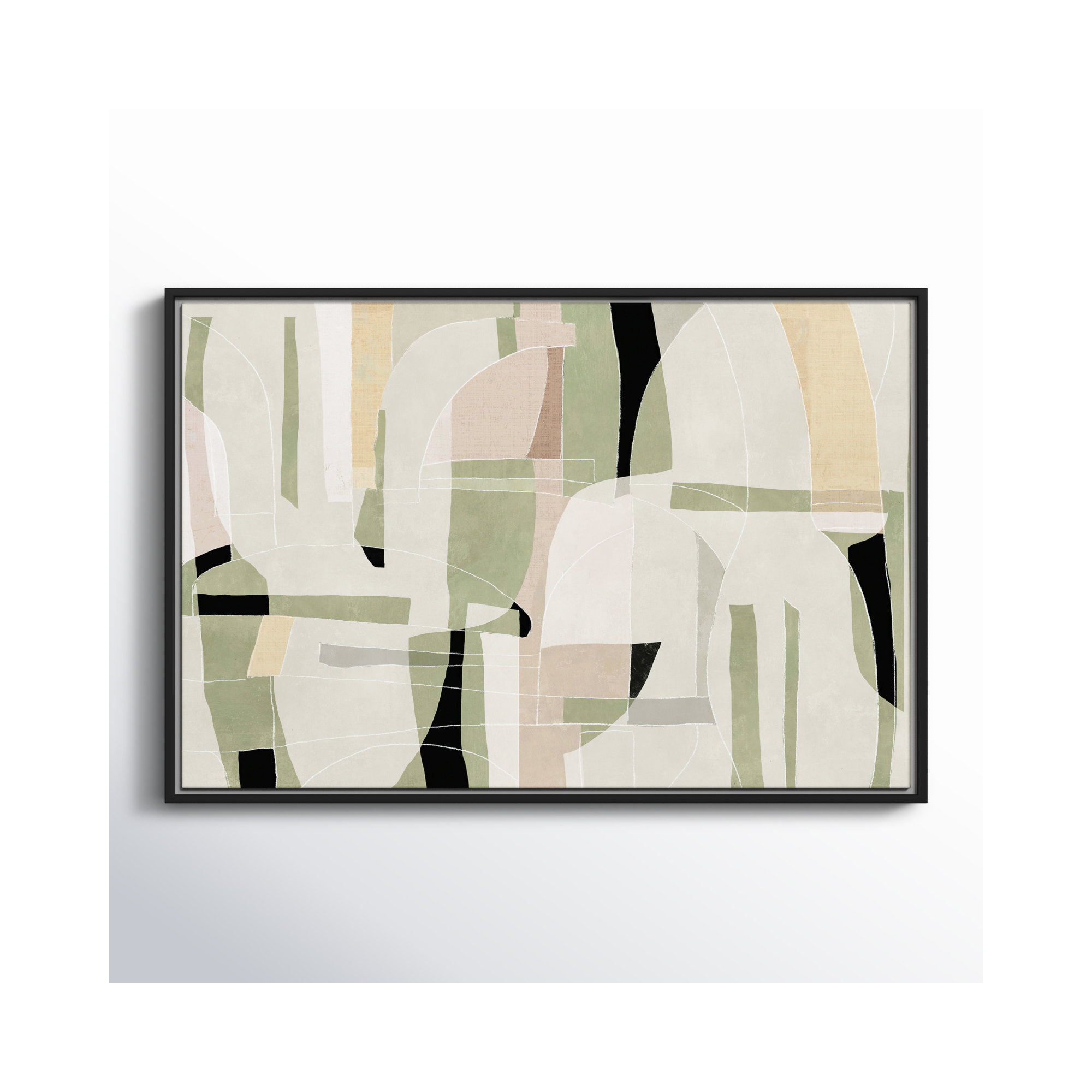 Sunny Barcelona - Floater Frame Canvas, 37.5" W x 25.5" H, Black