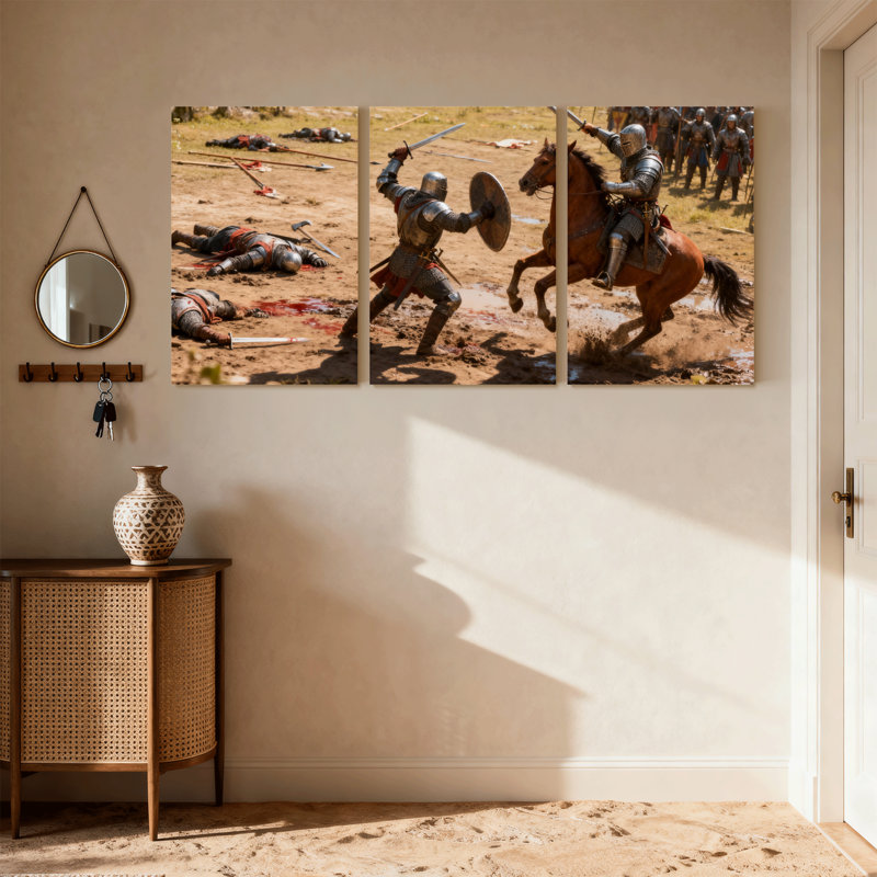 Ensemble de 3 reproductions d'art sur toile Mid-Century, H 24 po x l 48 po