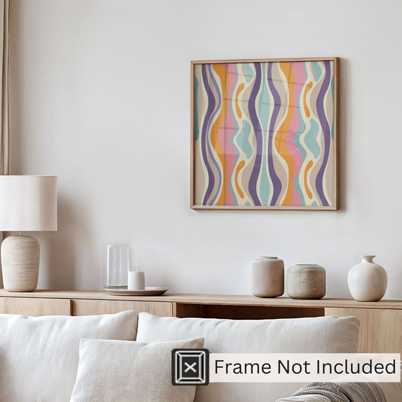 Abstract Retro Groovy 70s Pattern XVI Retro Unframed Art Print, 10" H x 10" W