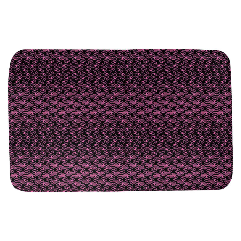 Tapis pour salle de bain en treillis katelyn elizabeth Avicia, l 21 po x L 34 po, Rose / Noir