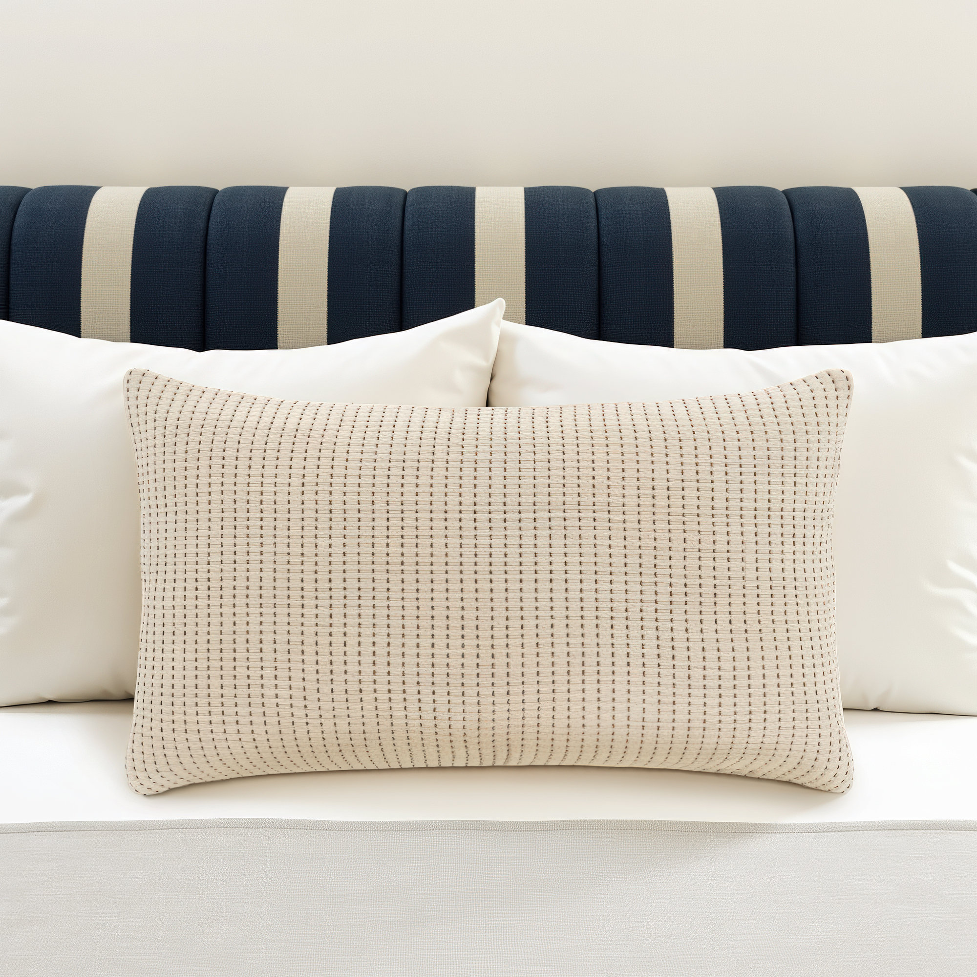 Pick Stitch Matelasse Sham, Natural, King