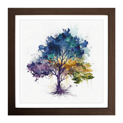 Tree Watercolour - Single Picture Frame Print on Wood