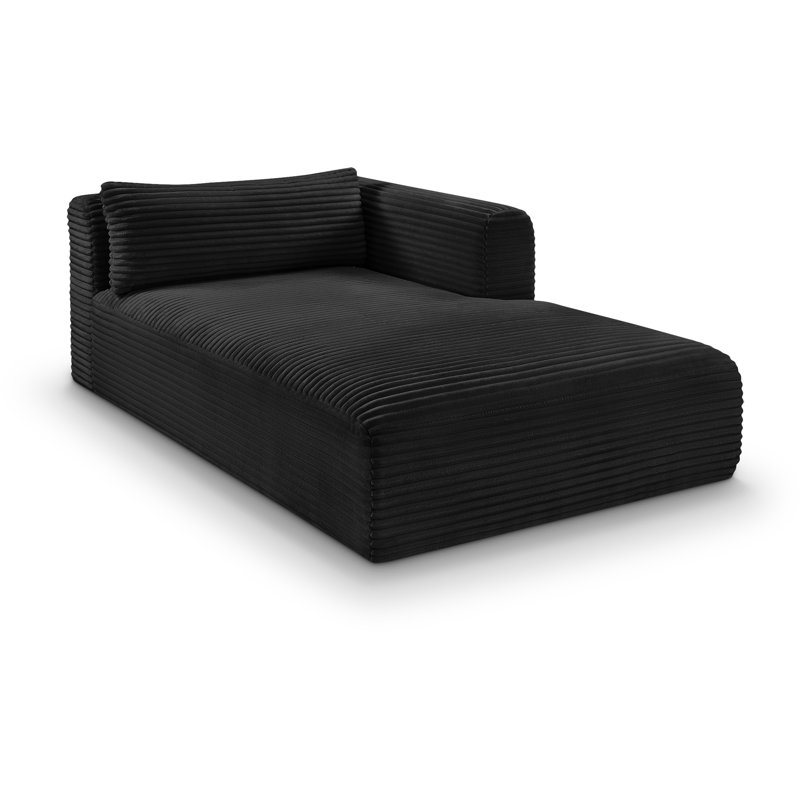 Chaise longue en velours côtelé Carmean Performance, Tissu velours côtelé texturé noir