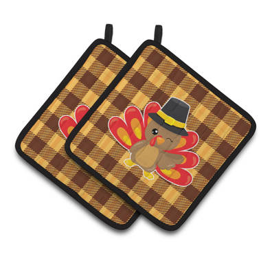 Happy Thanksgiving Plaid Personalized Oven Mitt