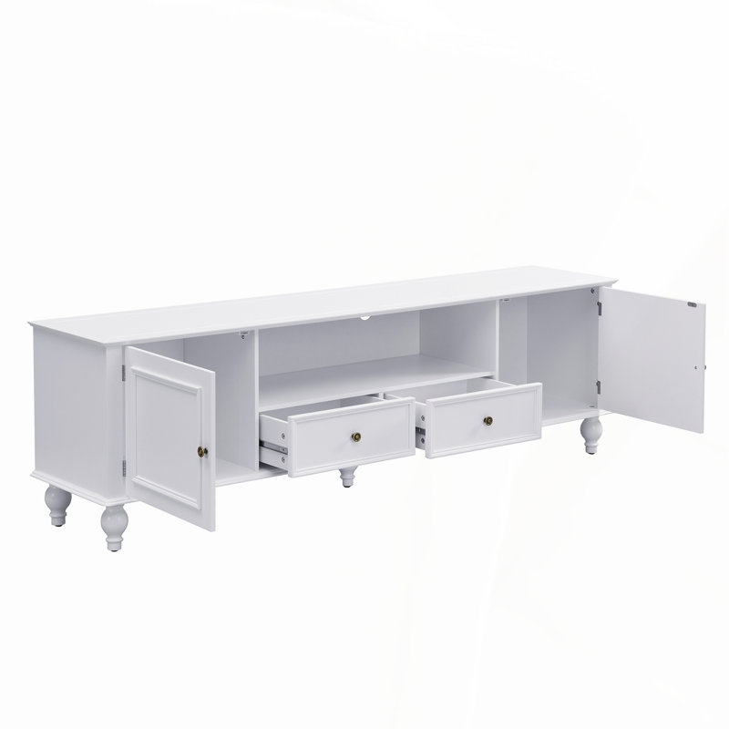 U-Can 70.9'' Modern Tv Stand For Tvs Up To 80 Inches, Entertainment Center With Open Compartment, Tv Storage Cabinet With 2 Drawers, 2 Cabinets And 5 Solid Legs For Living Room