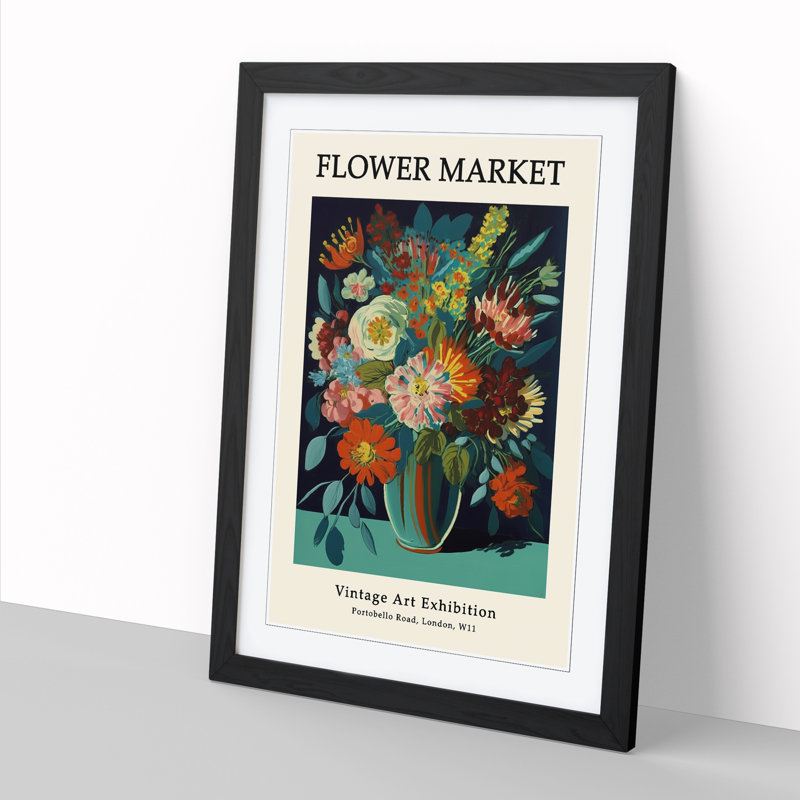 Flower Market Exhibition Vintage No.6 - Single Picture Frame Print on Wood, 34cm H x 25cm W x 2cm D