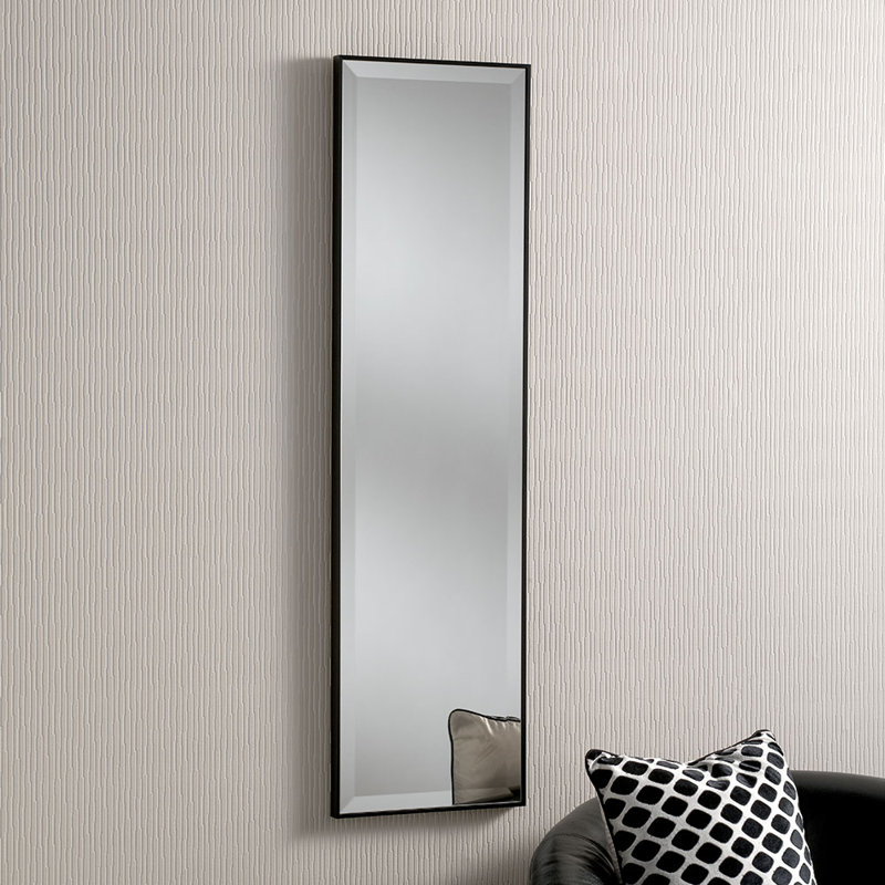 Arjae Wood Flat Wall Mirror, 154cm H x 63cm W, Black