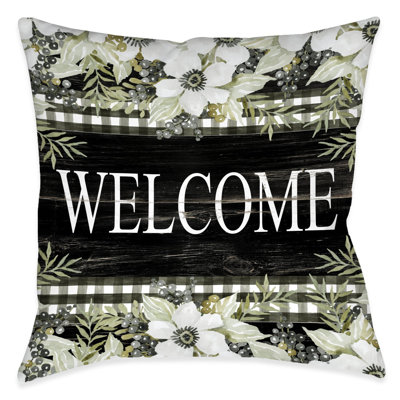 Blooming Welcome Reversible Throw Pillow