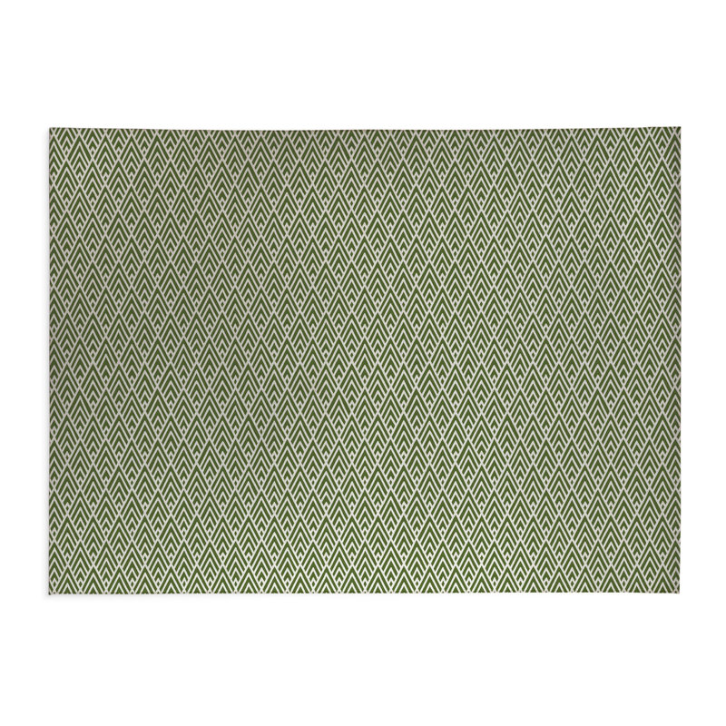 Chevron Spike Low Profile Kitchen Mat, Rectangle 2' x 3', Olive Green