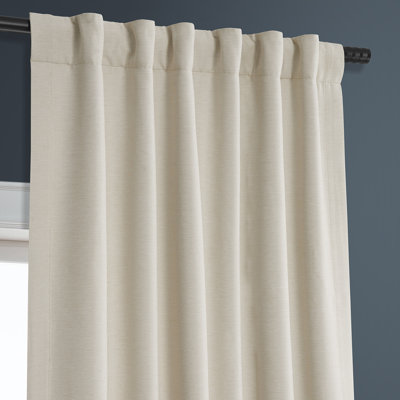 Bellino Textured Faux Linen Room Darkening Curtains for Bedroom & Living Room Curtains (1 Panel)