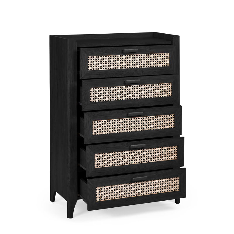 Albelo 80cm W 5 - Drawer Chest of Drawers, Black