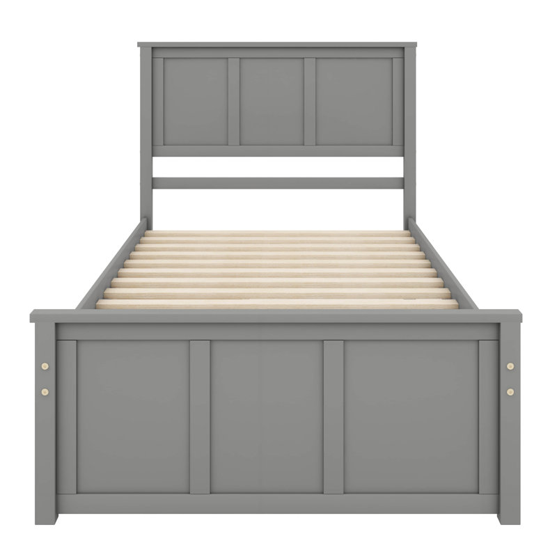 Lit plateforme avec rangement à deux tiroirs, Gris