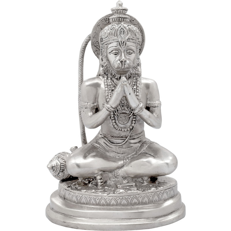 Figurine lord Hanuman en prière, Argent