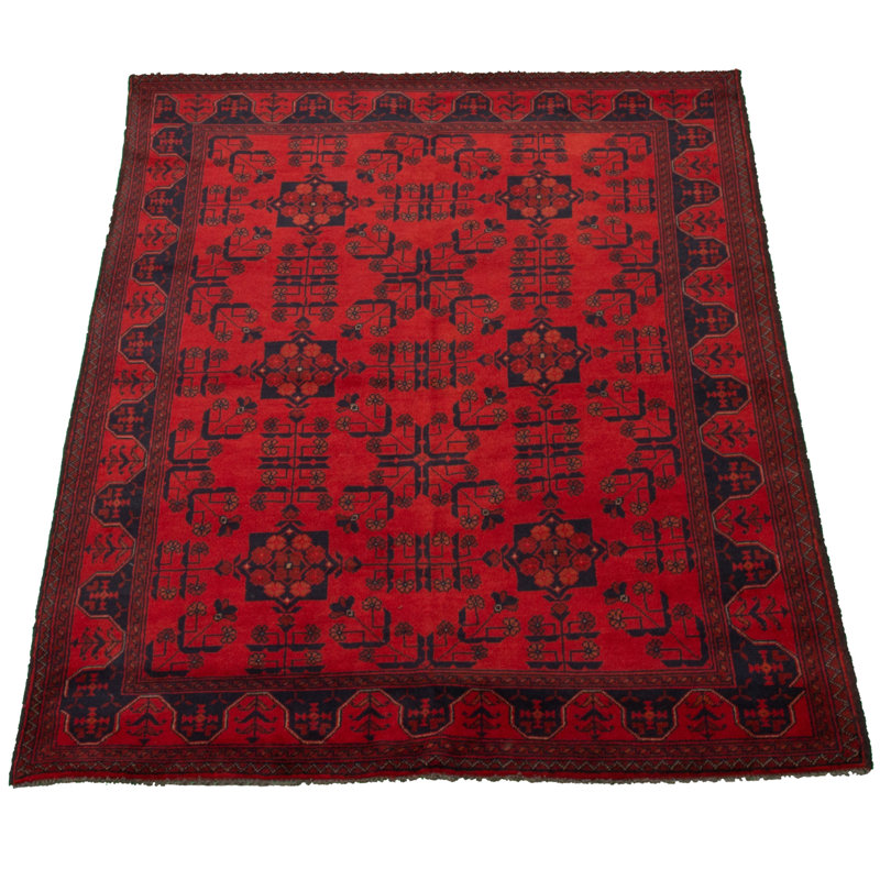 Tapis de bois one-of-kind-noué la 2010 esari noir/crème/rouge foncé 4 pi 11 po x 6 pi. zone en laine 5 po Alarick