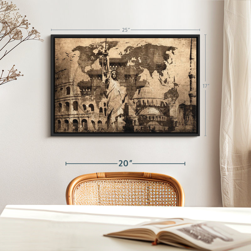 " Landmarks World Map Canvas Print ", 17" H x 25" W