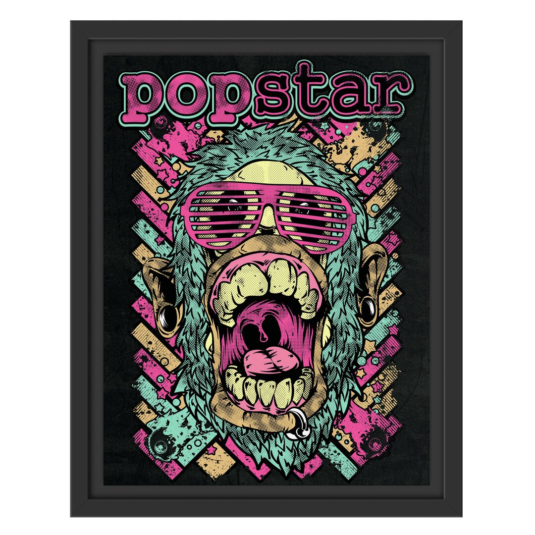 Gerahmtes Wandbild Pop star black