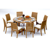 5 Pcs Grade-A Teak Wood Dining Set: 60" Round Table And 4 Lagos Armless Chairs #11LG1200