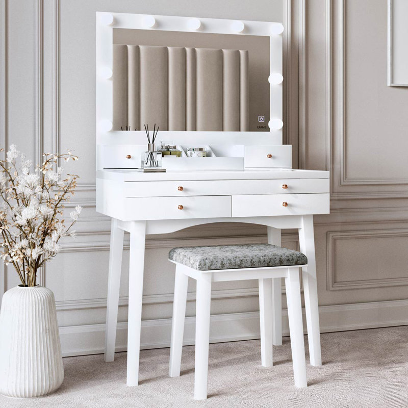 Selinger Dressing Table with Mirror, White