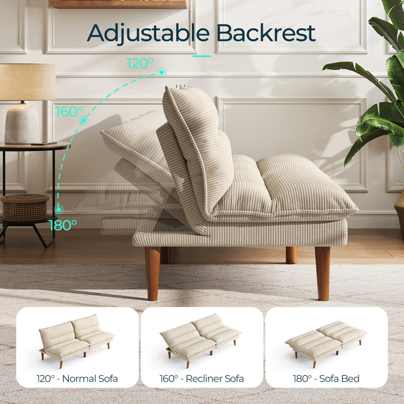  Upholstered Futon, Beige