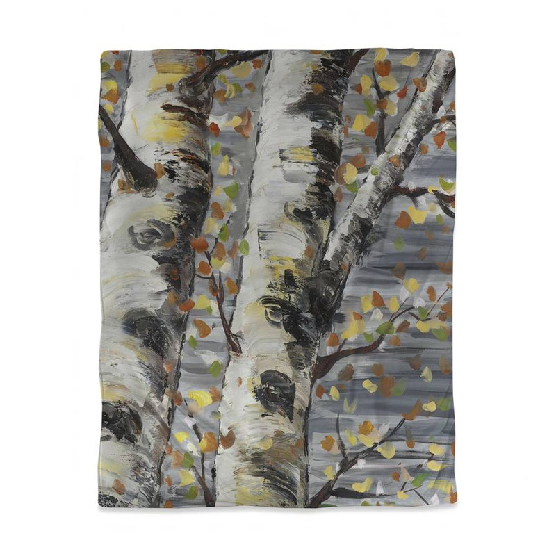 Budding White Birches Gray Duvet Cover | Landscapes Bedroom Decor