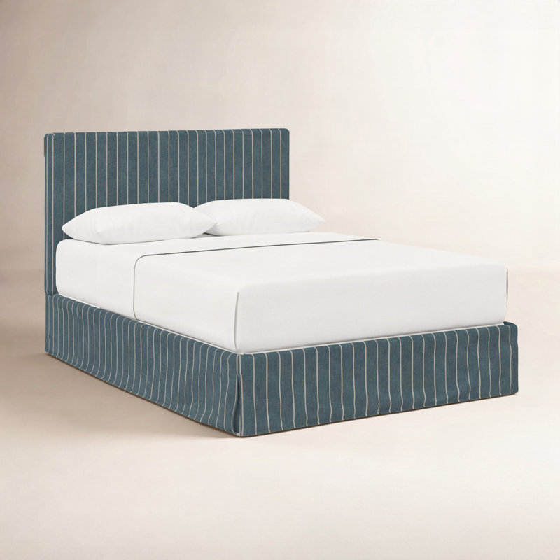 Lit tapissier Verona, Grand, Rayures indigo Fritz