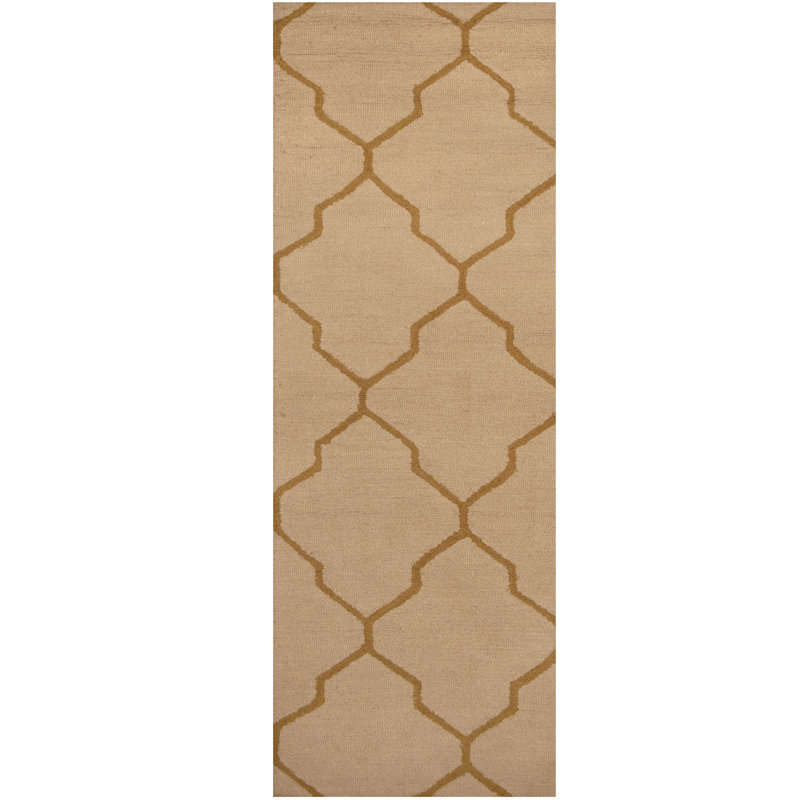 Tapis brun / doré touffeté à la main