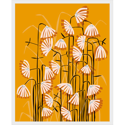 Linocut Flower Meadow Mustard Yellow