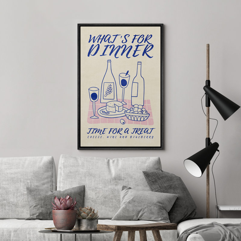 «Blue Food Wine Kitchen», impression sur toile encadrée pour chambre principale, Noir, noir, noir, noir, H 24 po x l 16 po