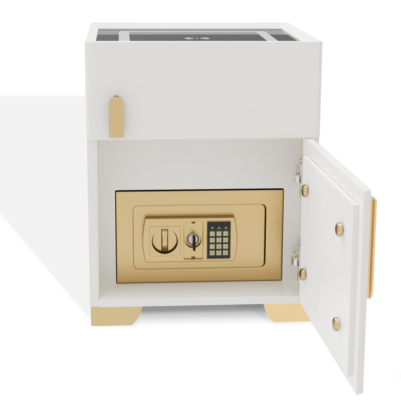 Modern 1 - Drawer Nightstand With Safe Case, Wireless Charging & Led Light (pre-assembled), White