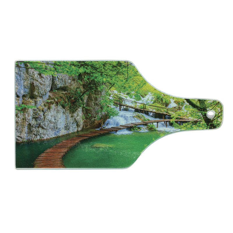 Green and Grey Rectangular Tempered Glass Cutting Board