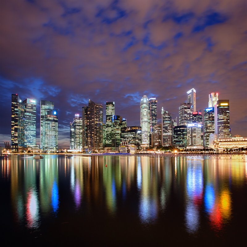 Silhouette de la ville de Singapour, H 12 po x l 12 po
