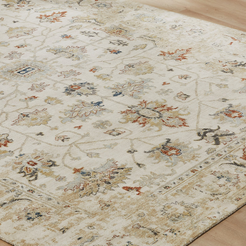 Blooma Wool Area Rug in Ivory; Beige; Rust; Navy Blue, Rectangle 12' x 15'