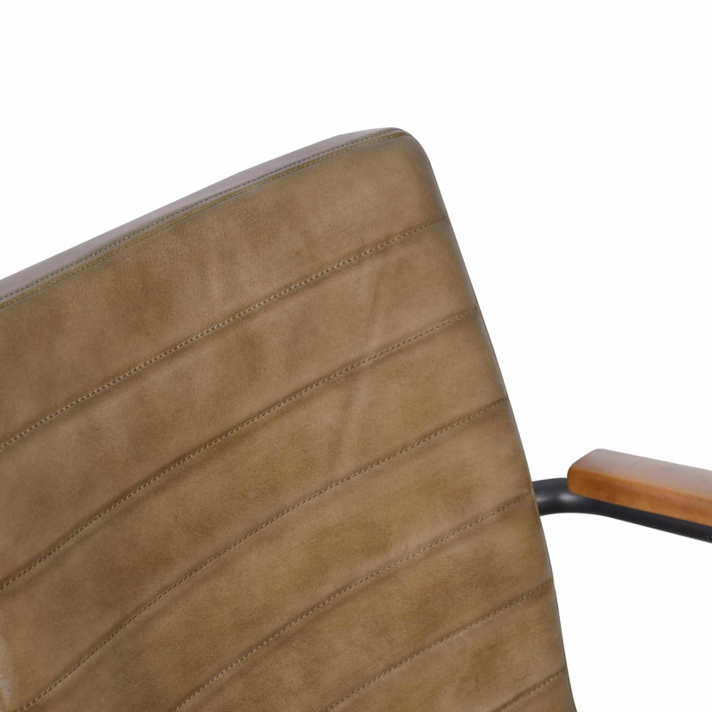 Amulek 19.3cm H Leather Upholstered Metal Upholstered Back Accent in Tan