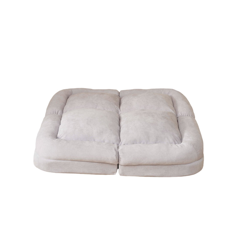 Convertible Fold-Out Double Sofa Bed,the Left Part of the Complete Product., White
