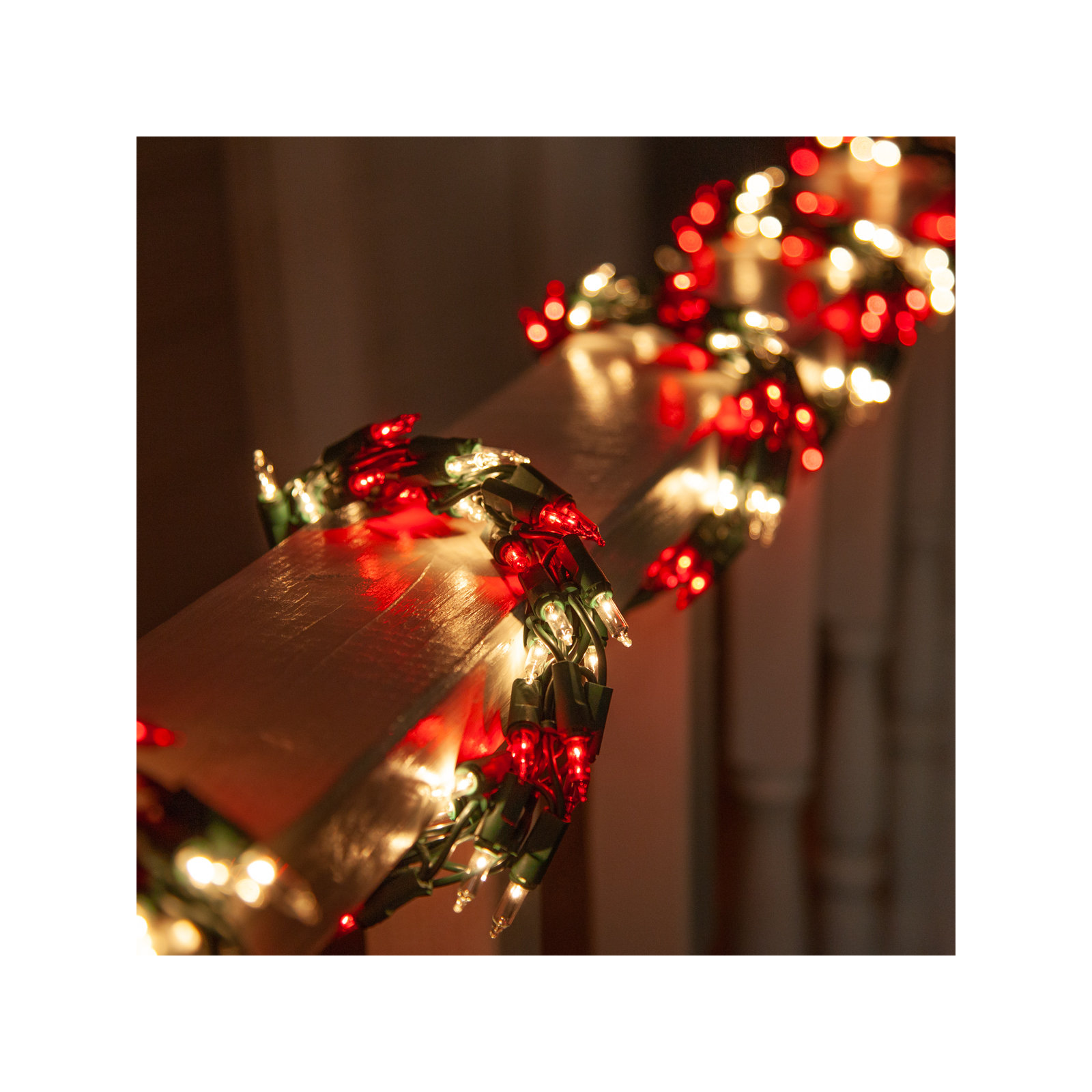 300 Bulb Garland String Lighting, Red and Clear