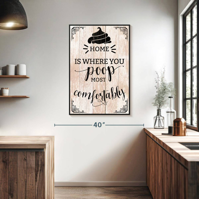 Home Poop Typographie, Cadre flottant noir, 27 po x 40 po