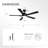 52" Modern Dimmable Black Ceiling Fan with LED Light and Remote, 6-Speed Quiet DC Motor  for Living Room-1904459921