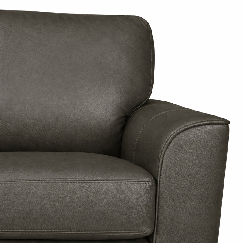 Nadin Premium Leather Sofa with Plush Pillow Back Cushions, 37" H x 62" W x 36" D, Gray