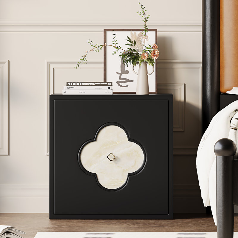 19.7'' W Nightstand With Storage, Bedside Table, Accent Cabinet With Door, Black