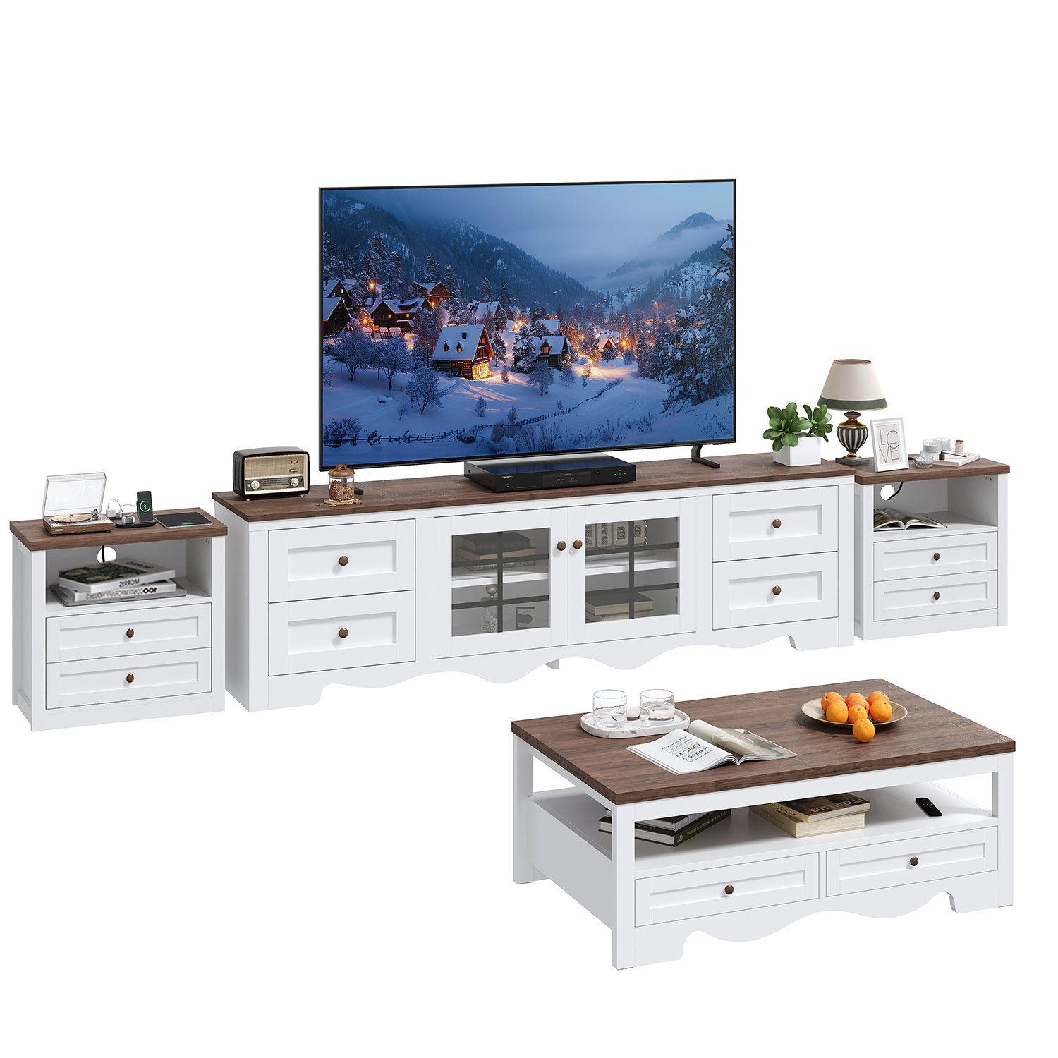 Lark Manor™ 4 Piece Living Room Table Sets, 70'' Tv Stand For 80'' Tv ...