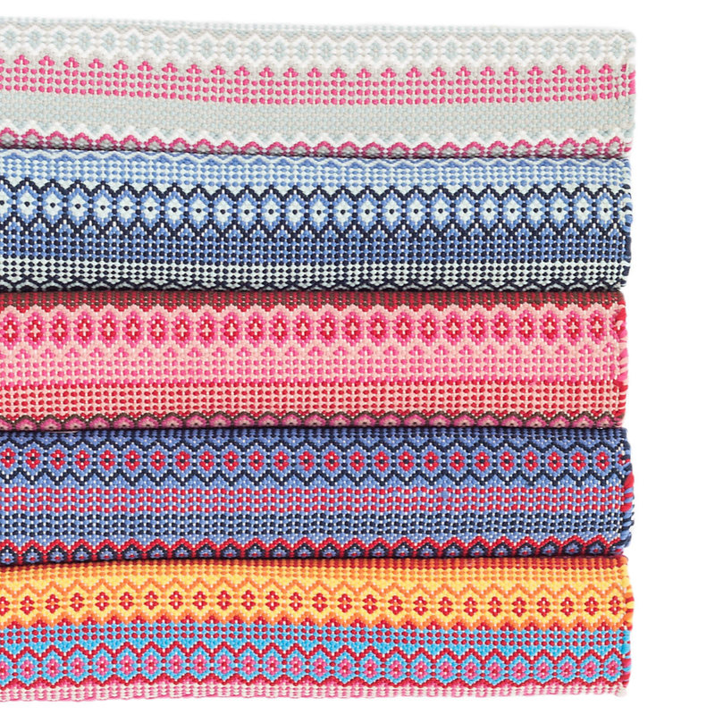 Fiesta Stripe French Blue/Green Handwoven Indoor/Outdoor Rug, Rectangle 5' x 8'