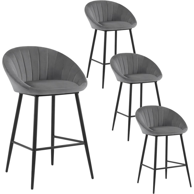 Arlene Upholstered Counter Stool, Grey/Brown/Blue