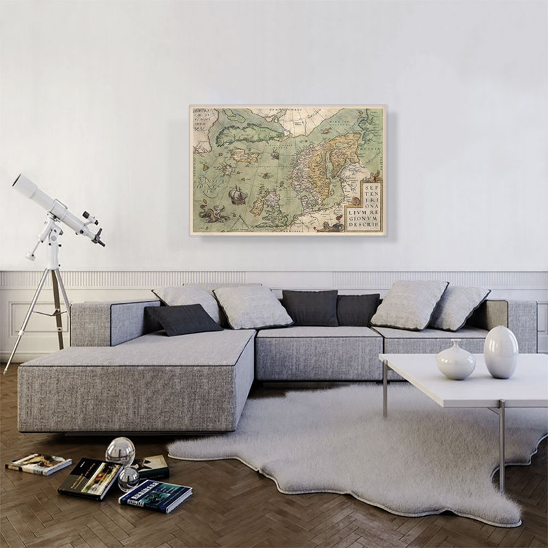 Septentrionalivm régionvm Descrip 1570 par Abraham Ortelius - impression sur toile tendue, H 26 po x l 40 po x 1,5 po