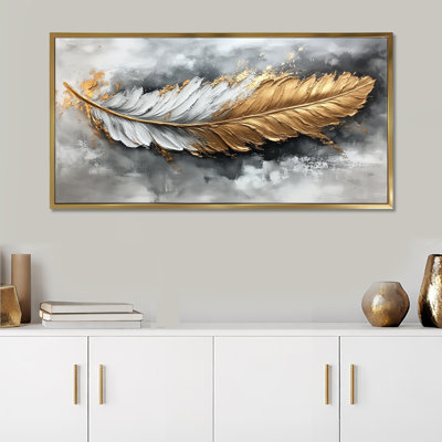 «Gold White Kai II - Elegant Canvas Wall Art, Boho», reproduction encadrée